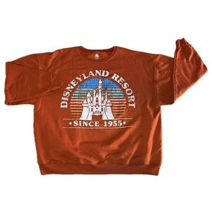 Disney Sweatshirt Orange XXL Unisex Crewneck Retro Castle Scene Since 1955
